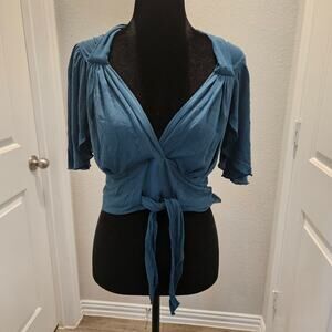 Alli Wrap Tie Rayon Crop Top Womens One Size Adjustable Boutique Boho Indie Chic